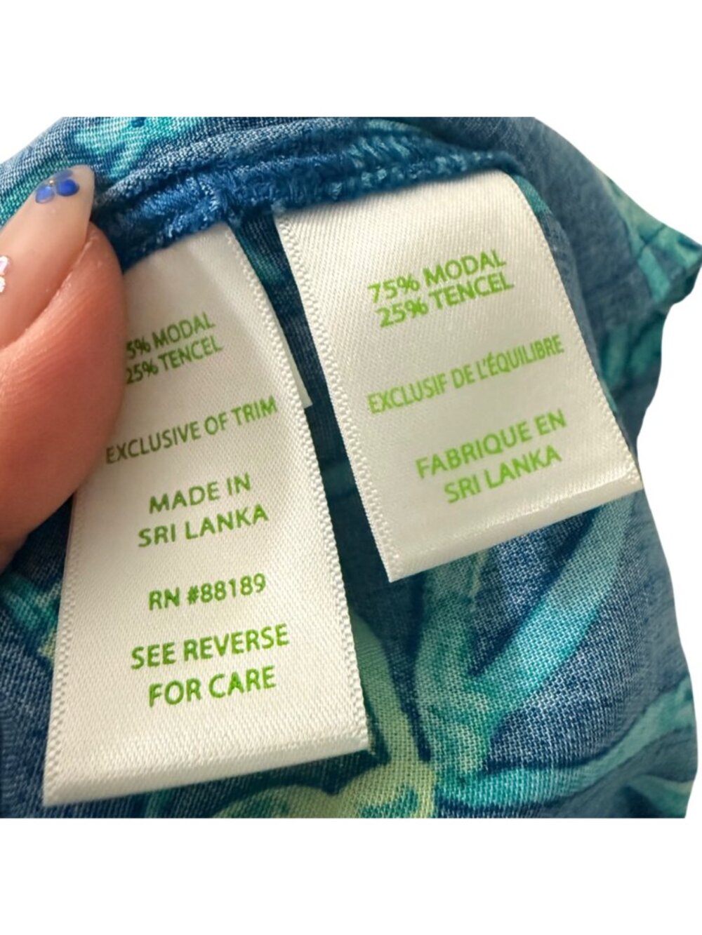 Lilly Pulitzer Blue Green Bamboo Blouse Pant Set Womens Size XS/S - Picture 12 of 13